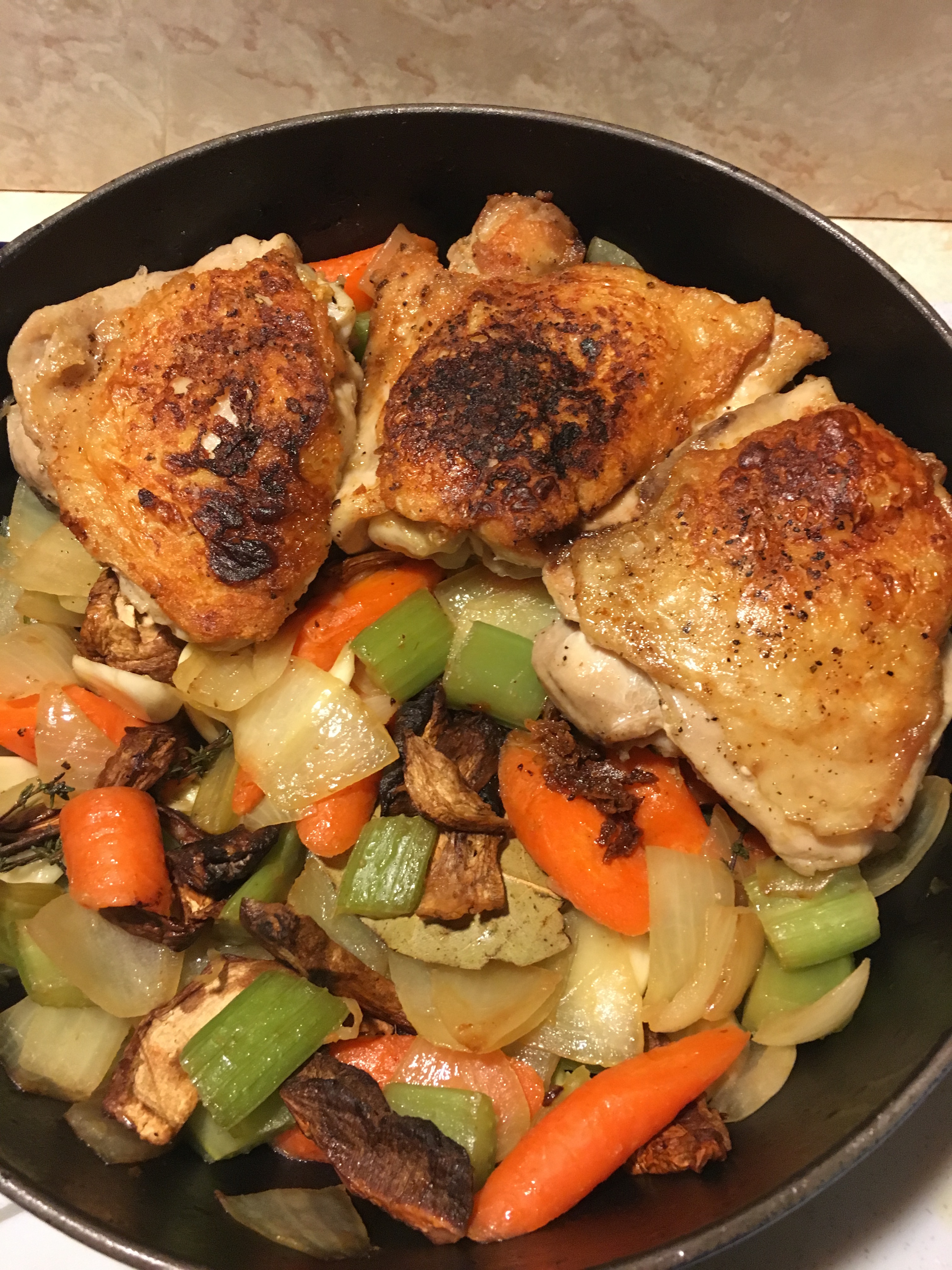 PorciniBraised Chicken Thighs